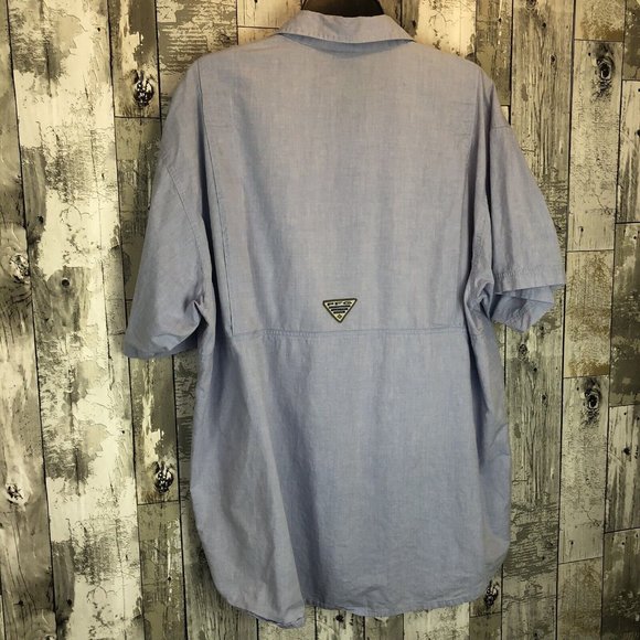 columbia sportswear shirt button down Mike Stidham large Fish Blue - Picture 6 of 9